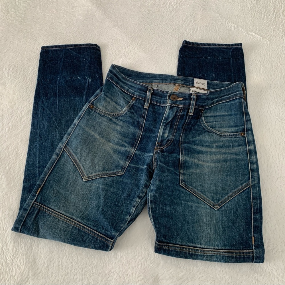 Women’s 25/26 GAMINE Workwear Slim Slouch Dark Wash Work Dungaree Pants Jeans